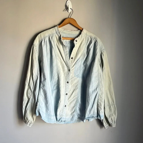 NEW Free People Set Sail Denim Top - Picture 2 of 12